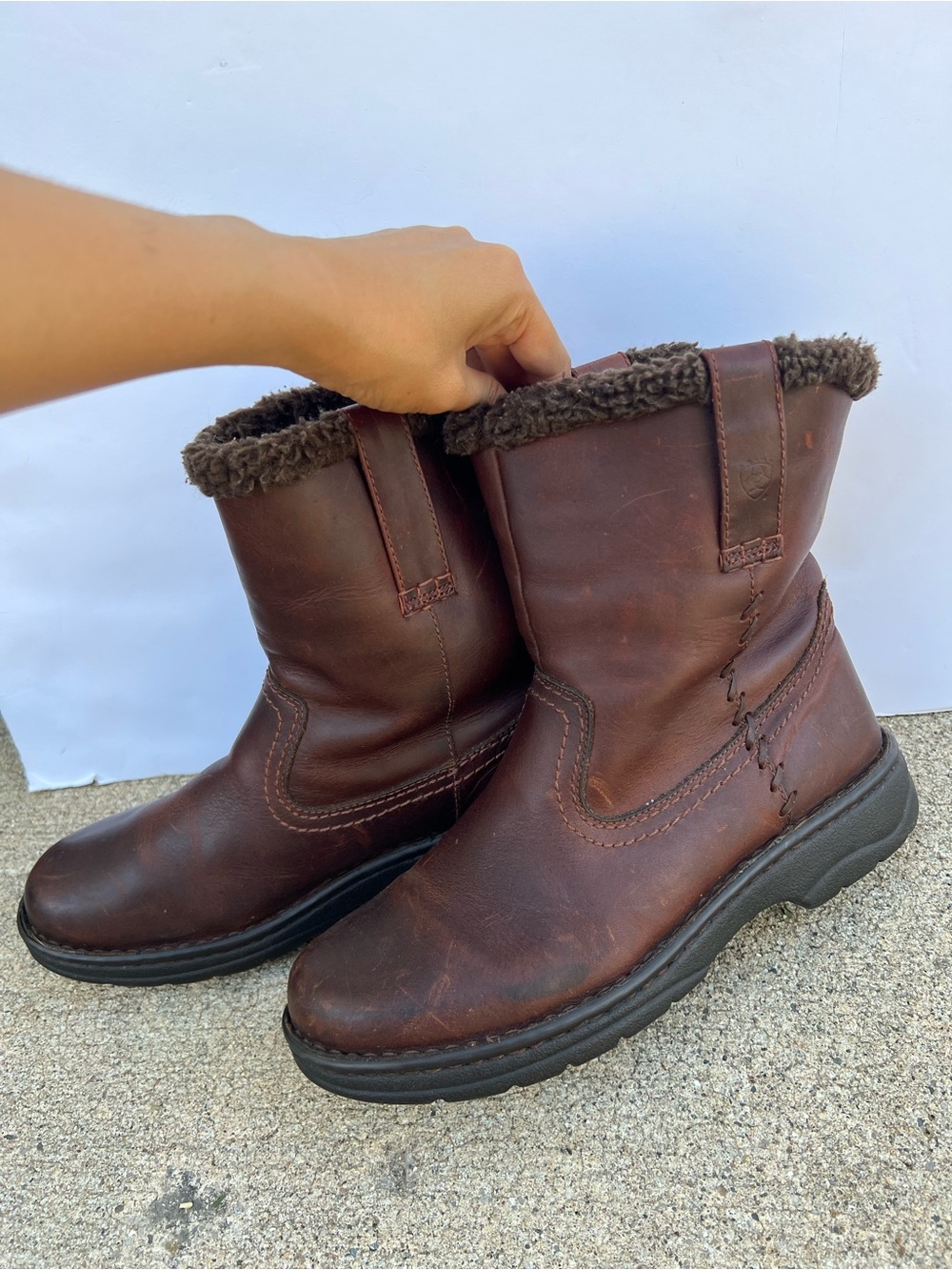 Ariat Fatbaby Women’s Pull On Brown Leather Shearling-Lined boots